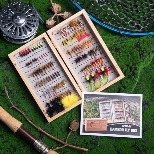 Goture Fly Fishing Flies Assortment Kit with Wooden Fly Box - Image 3