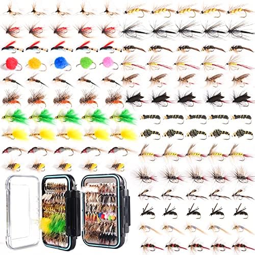 Maxcatch Fly Fishing Flies Kit 120pcs Handmade Assortment Dry/Wet Flies, Nymphs, Streamers with Fly Box Included by Maxcatch