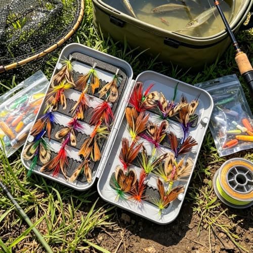 Fly Fishing Lure 24 Piece Lightweight Butterfly Shape Trout Bait Hooks Fish - Image 3