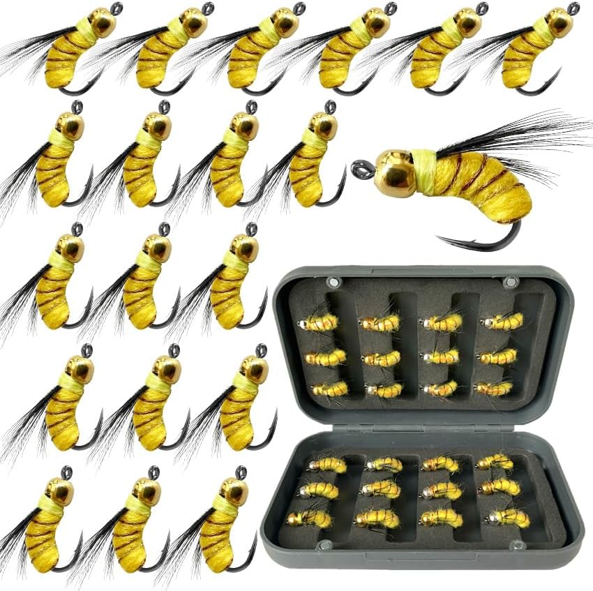 24Pcs Fly Fishing Flies Trout Lures Fishing Tackle Fly Fishing Flies with Boxed Trout Bass Artificial Fish Bait by Qievcrme