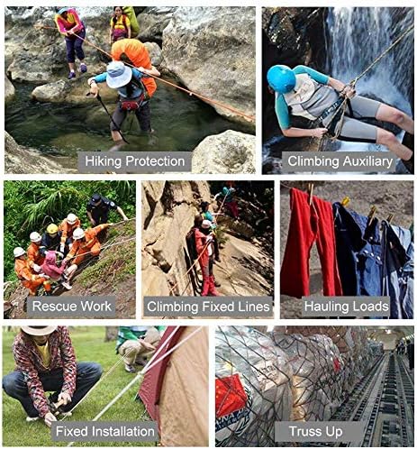 X XBEN Outdoor Climbing Rope 10M(32ft) 20M(64ft) 30M(96ft) 50M(160ft) 70M(230ft) 152M(500FT) 352M(1000FT) Static Rock Climbing Rope for Escape Rope Ice Climbing Equipment Fire Rescue Parachute - Image 6