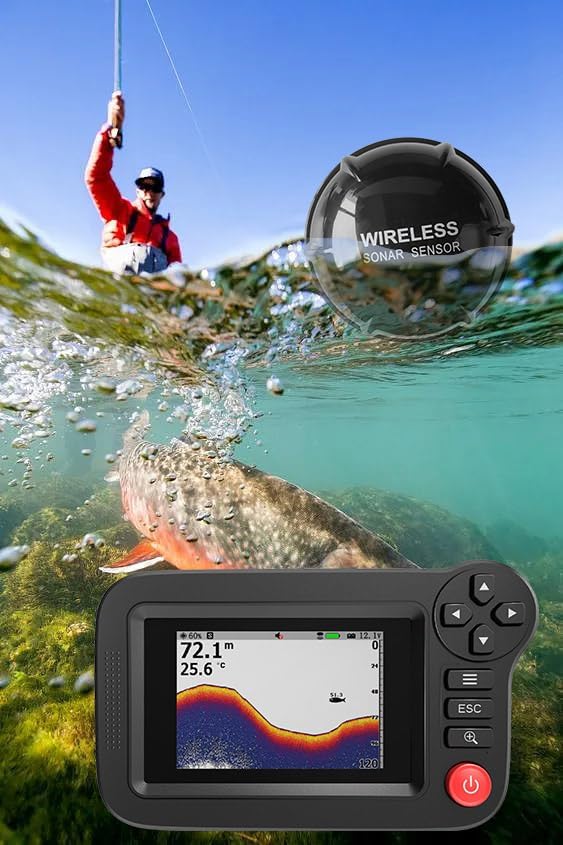 Handheld Fish Finder Portable Fishing Kayak Fishfinder Fish Depth Finder Fishing Gear with Sonar Transducer and LCD Display - Image 7