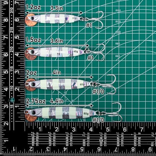 Dr.Fish 3 Pack Saltwater Fishing Jigs Jigging Spoon Fishing Lures Offshore Glow Vertical Diamond Metal Casting Jigs Saltwater Blue 1.5oz - Image 2