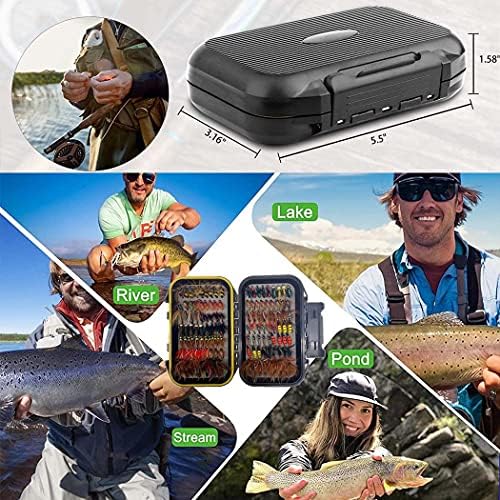 OutdoorFishing Fly Fishing Flies Kit Fly Assortment Trout Bass Fishing with Fly Box, 33/48/72/100/114/148pcs with Dry/Wet Flies, Nymphs, Streamers, Popper - Image 4