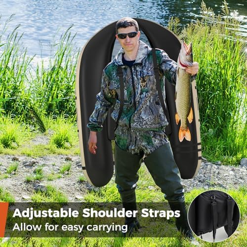 Goplus Inflatable Float Tube, Fishing Belly Boat with Fish Ruler, Pump, Storage Pockets, Adjustable Straps, Fishing Float Tube for Angling, 350LBS Load Capacity - Image 2