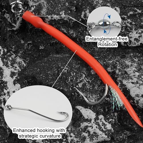 Diamond Jig Saltwater Fishing Lure, 2/3pcs Casting Jigging Spoons with Split Tube Tail Striped Bass Flat Metal Jig for Surf Fishing Bottom Sinking Bouncing Deep Sea Ocean 1-10oz - Image 4