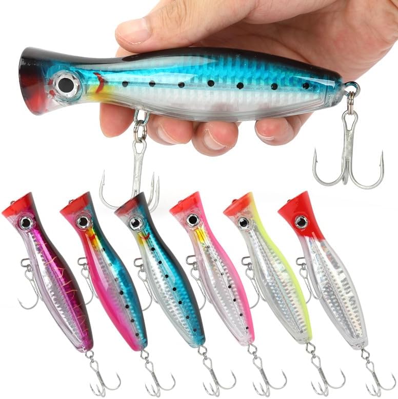 Popper Fishing Lures Topwater Hard Baits Swimbait with Treble Hook by FANGBLUE