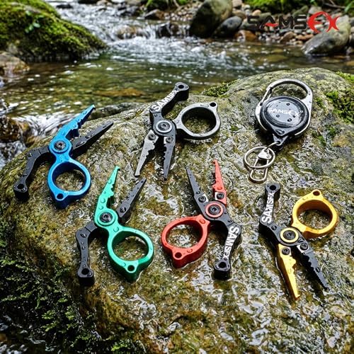 SAMSFX Mini Fishing Pliers with Fly Fishing Zinger Retractor, Fish Hook Remover Tool, Split Ring Pliers for Saltwater & Freshwater, Tungsten Carbide Cutters, Fishing Gear Gift for Anglers - Image 5