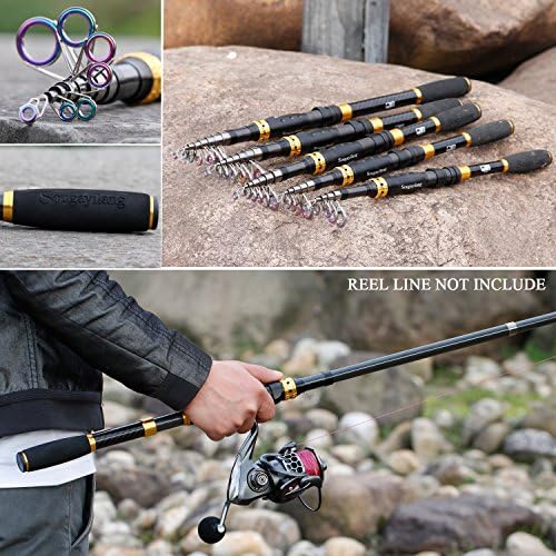 Sougayilang Telescopic Fishing Rod – 24 Ton Carbon Fiber Ultralight, Portable Retractable Handle, CNC Reel Seat, Stainless Steel Guides for Bass, Trout, Salmon, Panfish - Image 6