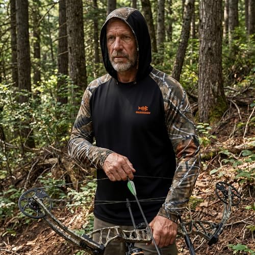 BASSDASH Men’s UPF 50 Performance Fishing Shirt Cooling Hoodie Camo Long Sleeve FS17M - Image 2