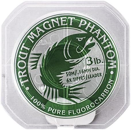 Trout Magnet Phantom Fluorocarbon Leader – Ultra-Invisible, 100% Fluorocarbon Clear Leader Line (Tippet) for Trout & Clear Water Fishing - 50 Meter Spool by TroutMagnet