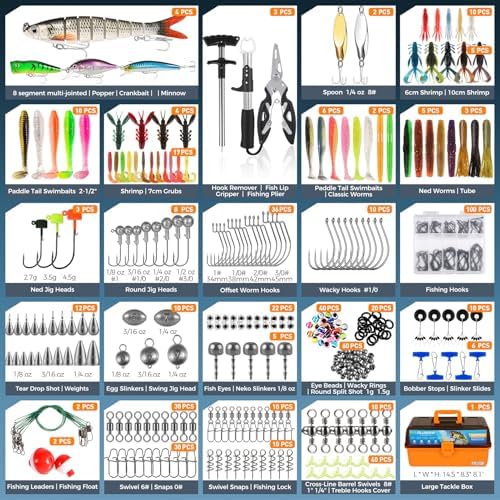 PLUSINNO Fishing Tackle Kit, Large 12X Spacious 4-Layer Tackle Box, 547 Pcs - Image 6