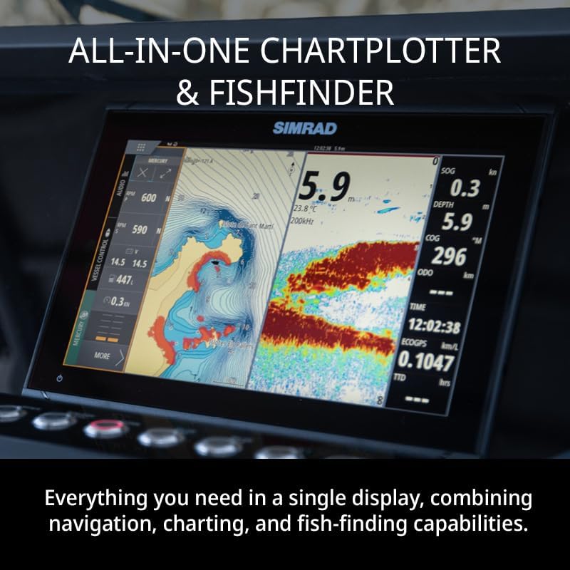 Simrad GO Chartplotter and Fish Finder, with Transducer and Radar Options, Preloaded C-MAP Discover Chart Card - Image 2