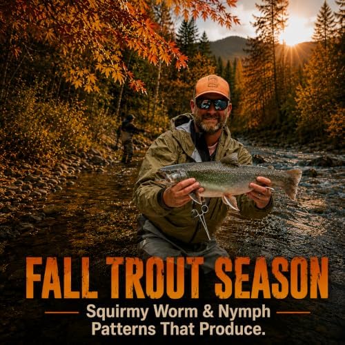 58PCS Fall Trout Nymph Flies Kit, 11 Patterns Barbed & Barbless Assortment with Fly Box, Squirmy Worm, Zebra Midge, Hare's Ear for Autumn Stream Fishing, Sizes #10-#18 - Image 2