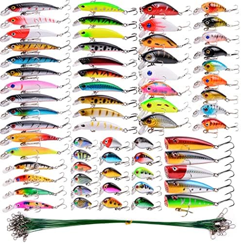 Aorace Fishing Lures Kit Mixed Including Minnow Popper Crank Baits with Hooks for Saltwater Freshwater Trout Bass Salmon Fishing by Aorace
