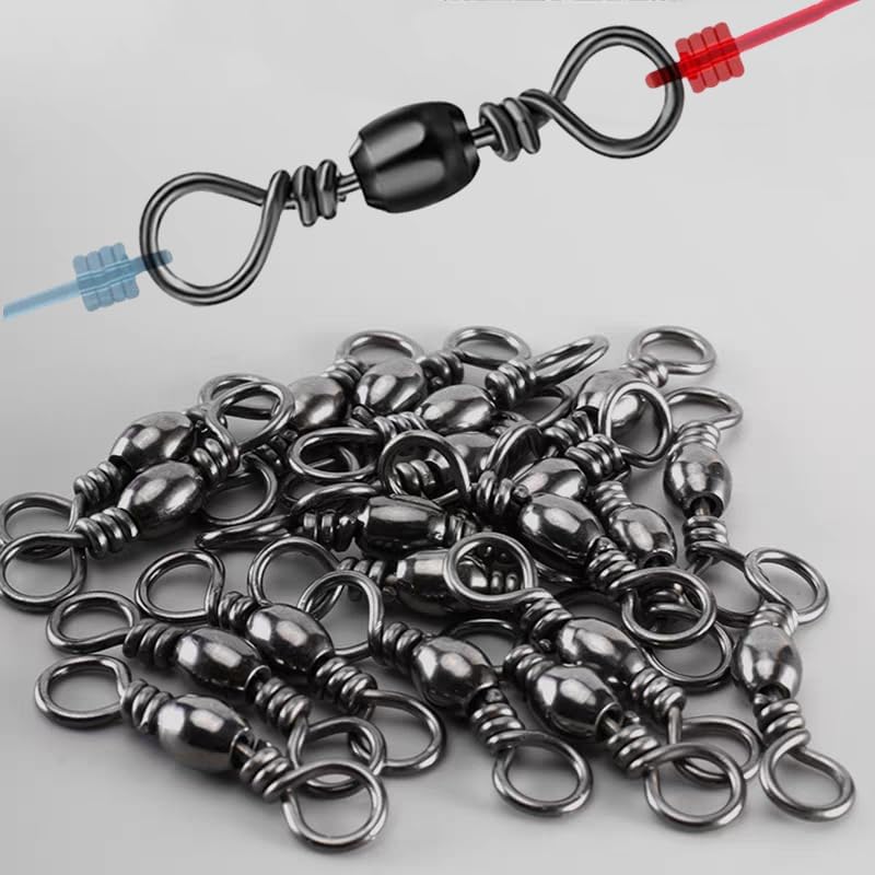 260Pcs/Box with Stainless Steel Fishing Barrel Swivels 150Pcs /Barrel Swivels with Snaps 110Pcs Mix,High Strength Connector for Quick Change Fishing Lure or Line Tackle Saltwater Freshwater - Image 6