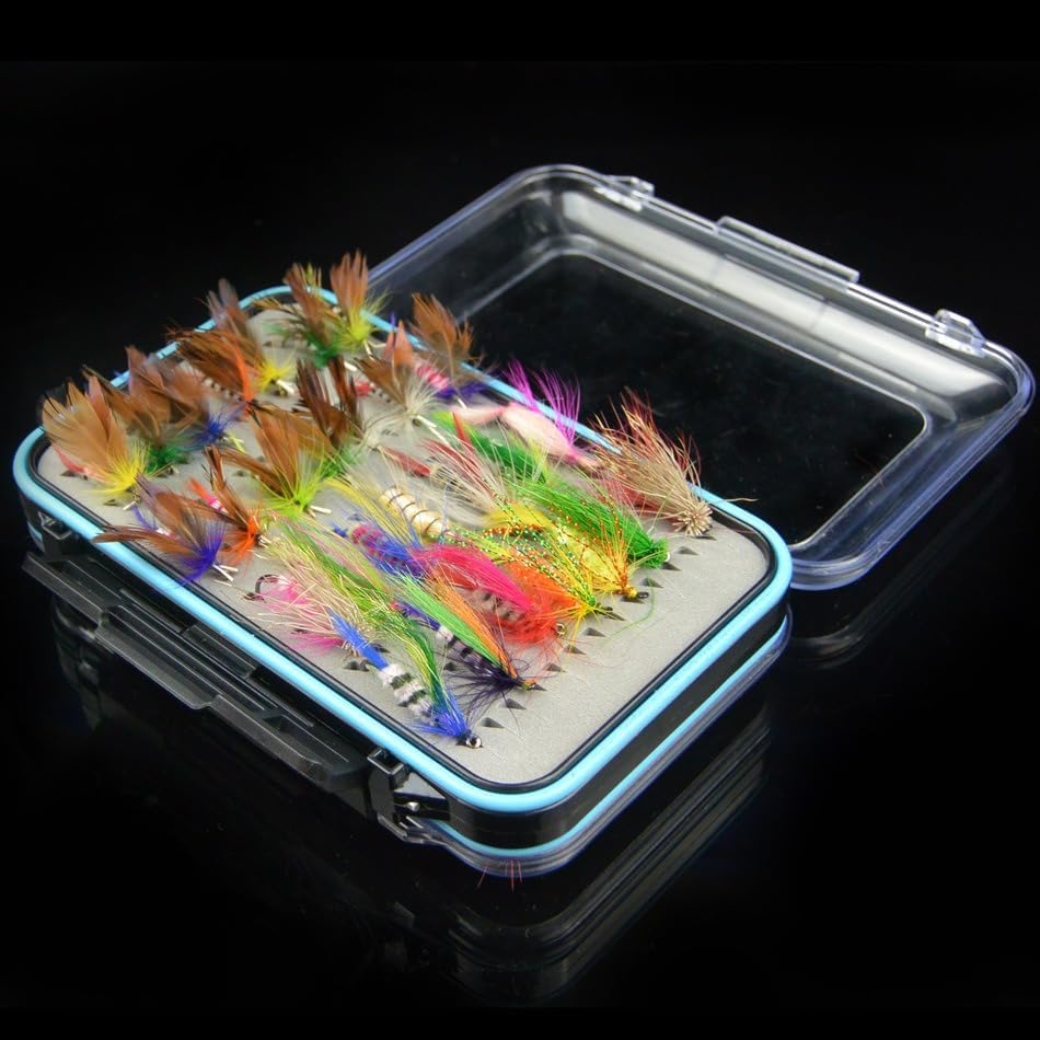 64-Piece Premium Outdoor Fly Fishing Lure Assortment, Dry/Wet/Nymph/Streamer Fly Hooks, Ideal for Trout, Bass, Panfish and Salmon, Comes with Storage Box - Image 3