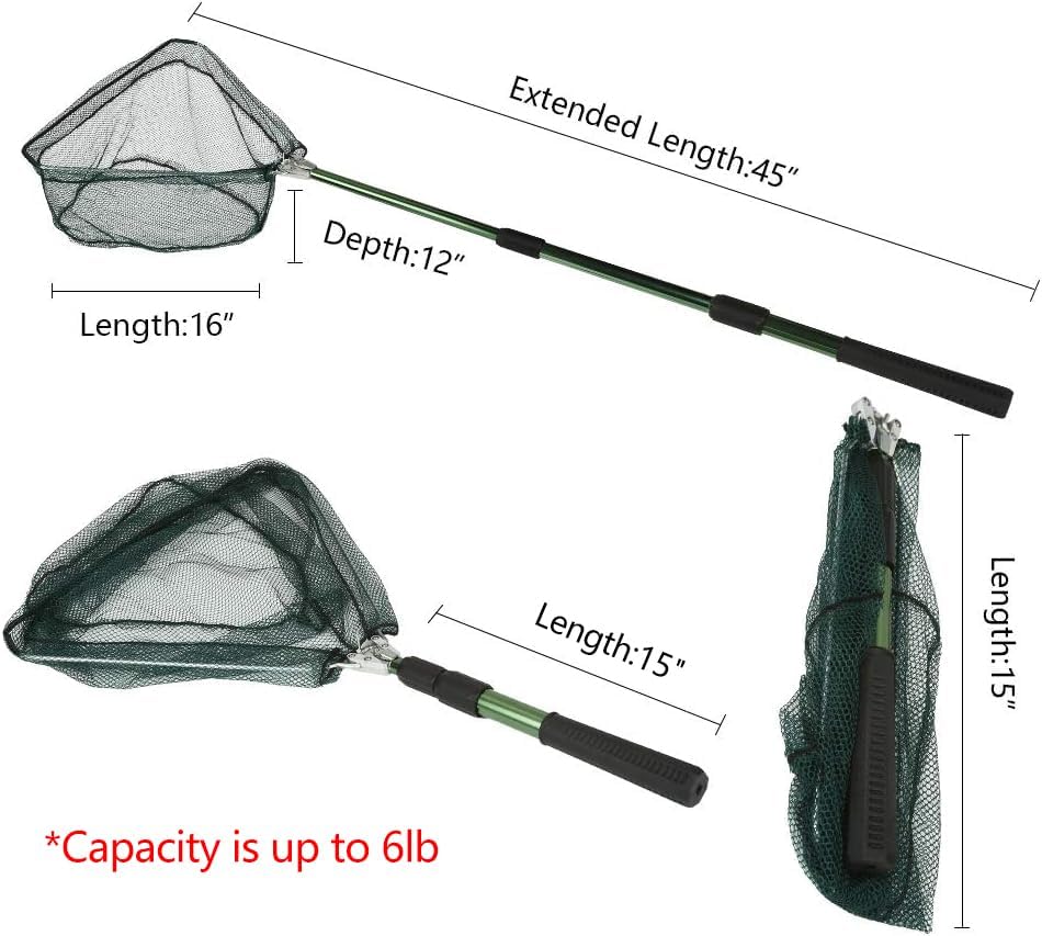 RESTCLOUD Fishing Landing Net with Telescoping Pole Handle, Fishing net Freshwater for Kids Men Women, Extend to 40-63 Inches - Image 3