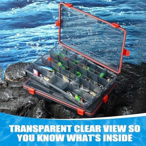 Wonderjune 6 Pack Fishing Tackle Box Waterproof 3700 Tackle Tray, Orange - Image 5