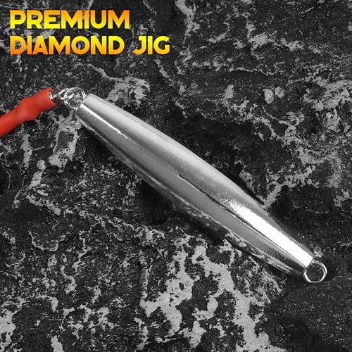Diamond Jig Saltwater Fishing Lure, 2/3pcs Casting Jigging Spoons with Split Tube Tail Striped Bass Flat Metal Jig for Surf Fishing Bottom Sinking Bouncing Deep Sea Ocean 1-10oz - Image 3