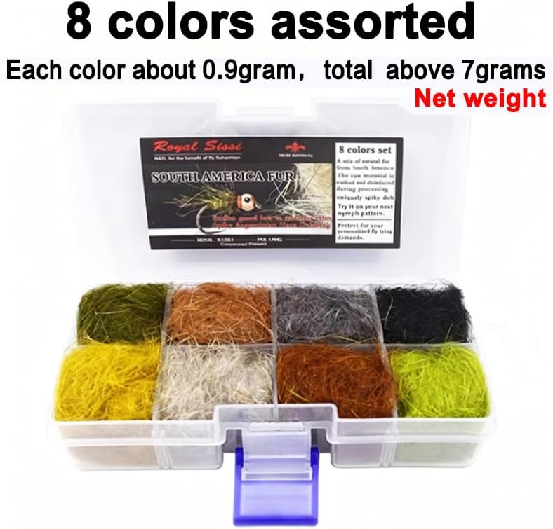 South America Fur Argentinian Hare Fly Tying Dubbing 8 Colors Assorted Box - Image 2