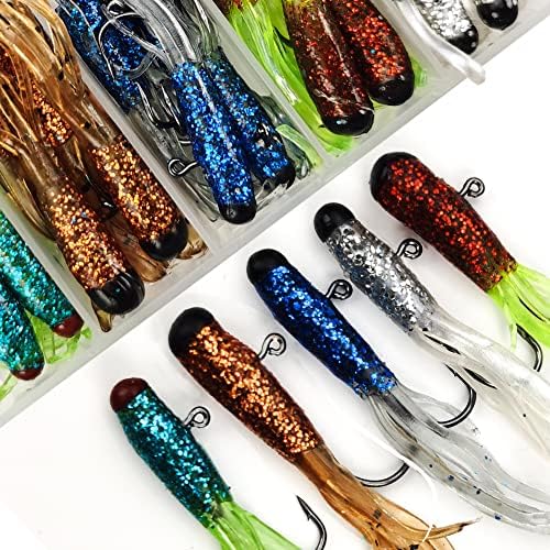 Crappie Tube Lures Jig Heads Soft Plastic Baits Worms Kit - Image 7