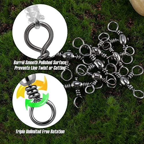 Dr.Fish 30 Pack Fishing 3 Way Swivels, 35-175LB, Three Way Barrel Swivels Fishing Tackle Catfish Rig - Image 3