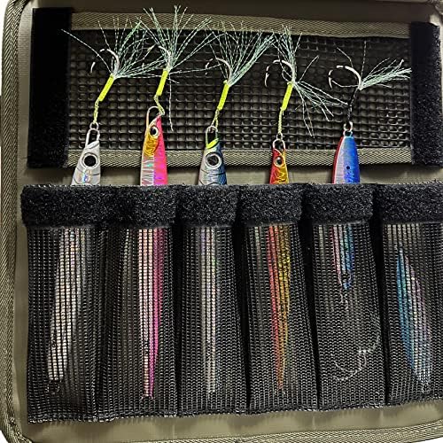 Fishing Jig Bag Large Lures Bags Saltwater & Freshwater,Slow Pitch Jigs Storage Bag Suitable For Max 10inch Jigs,Heavy Duty Offshore Fishing Jigs Lead Bag For Men Gifts Waterproof Army Green - Image 4