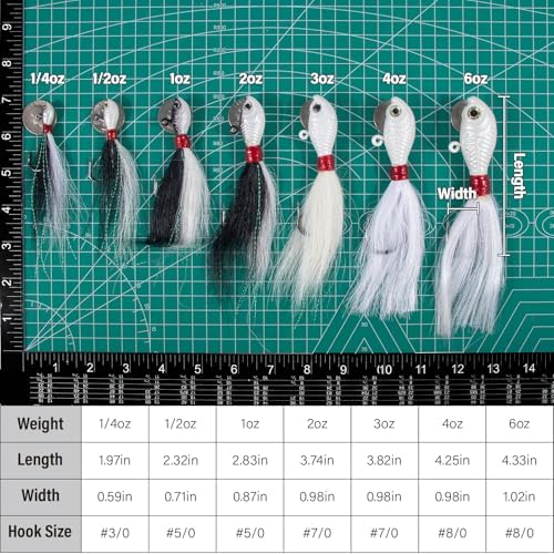 Dr.Fish 3 Pack Bucktail Jig Lure Hair Jig Saltwater Freshwater Lures Surf Fishing Bass Flounder Striper Bluefish Halibut Redfish - Image 2