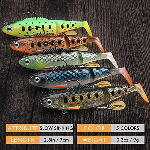TRUSCEND Shadtale Easy Catch Soft Fishing Lures with BKK Hooks - Trembly Sinking and Vibrating Swim for More Bites, Pre-Rigged Swimbaits for Bass, Trout, Crappie, Walleye, Freshwater Saltwater Fishing - Image 6