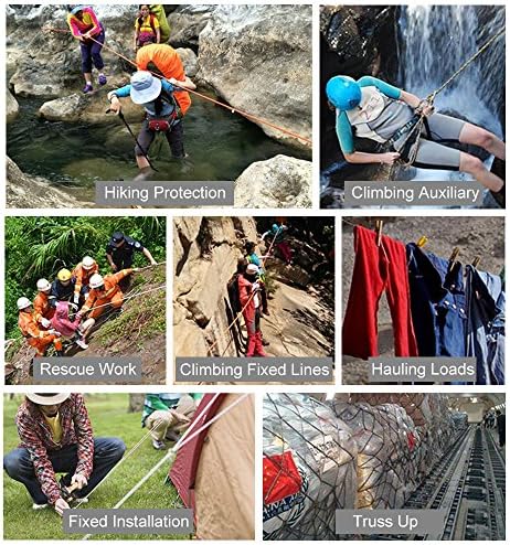 X XBEN Outdoor Climbing Rope 10M(32ft) 20M(64ft) 30M(96ft) 50M(160ft) 70M(230ft) 152M(500FT) 352M(1000FT) Static Rock Climbing Rope for Escape Rope Ice Climbing Equipment Fire Rescue Parachute - Image 6