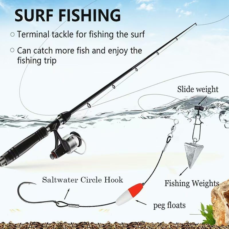YOTO Circle Hooks Rigs with Saltwater Steel Leader Wire, 25/50PCS Octopus Hook Rig for Bass Catfish Fishing - Image 3