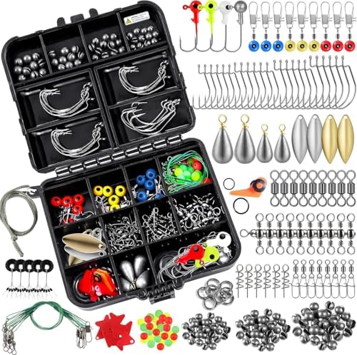 TOPFORT 187/343pcs Fishing Accessories Kit, Organized Fishing Tackle Box with Tackle Included, Fishing Hooks, Fishing Weights Sinkers, Fishing Gear and Equipment, Fishing Gift for Men by TOPFORT