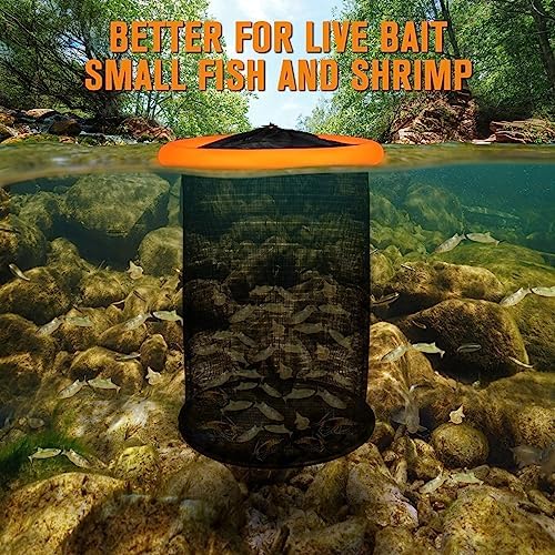 Dovesun Floating Fishing Basket, Collapsible Fishing Net Portable Nylon-mesh | Coated Nylon Net Bait Storage Cage for Keeping Crayfish Minnows Leaches and Other Live Baits - Image 6
