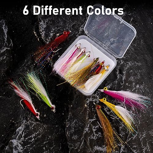 Dr.Fish 6 Pack Clouser Minnow Fishing Flies Streamer Hand Tied Bass Fly Fishing Lure Artificial Baitfish Smallmouth Saltwater Freshwater Striper Flounder Lures - Image 2
