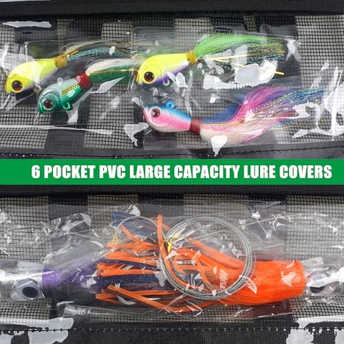 AGOOL Fishing Lure Bag, Roll Up Bait Bag 6 Pockets PVC Protective Lure Wraps Covers Waterproof Portable Large Capacity Fishing Tackle Organizer Storage Bag for Fishing Lures Jigs Hooks Baits Tackle - Image 6