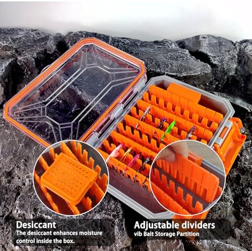 Aventik Bladed Jig Box Bearded Lures & Tackle Accessories Multiple Lure Organizer Case 8” x 6” x 1.6”(2, Lure Box Orange) - Image 6