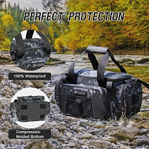 X Strike Fishing Bag - Waterproof Storage with 4 3600 Tackle Box, Saltwater & Freshwater Shoulder Bag for Camping, Hunting, Hiking, Travel - Image 4