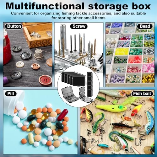 10 Pack Small Tackle Box Organizer for Fishing, Mini Double Sided Portable Pocket Tackle Box Containers for Hooks Lure Baits Swivels Jigs Storage Kayak Boxes(Black) - Image 6