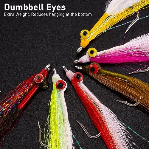 Dr.Fish 6 Pack Clouser Minnow Fishing Flies Streamer Hand Tied Bass Fly Fishing Lure Artificial Baitfish Smallmouth Saltwater Freshwater Striper Flounder Lures - Image 3