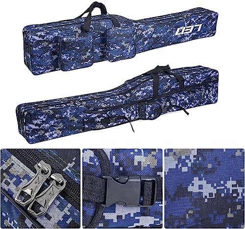 LEOFISHING Fishing Tackle Storage Bag 130cm/4.27ft Portable Fishing Rod Reel Organizer Fishing Pole Gear Tool Cases Carrier Two Layer Durable Oxford Large Capacity Travel Fishing Cover Bag 5 Color - Image 3
