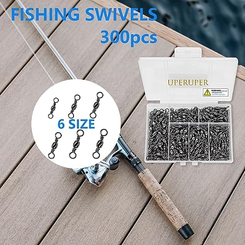 Fishing Barrel Swivels Kit, 300pcs Stainless Steel Rolling Bearing Snap Connector for Saltwater Freshwater Fishing#2#3#4#5#6#7 - Image 7