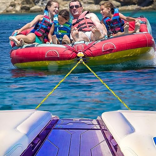 Heavy Duty Boat Tow Harness, Floating Ski Tow Boat Harness with Stainless Steel Hooks, Pulley and Float, Self Centering Tube Rope Tow Harness for Tubing, Water Skiing, Wakeboarding - Image 6