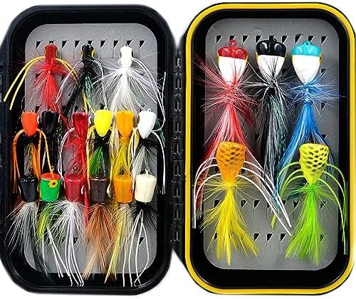 Fly Fishing Flies Kit/Trout/Salmon/bass Flies Streamers Dry/Wet Flies.Nymphs,Fly Poppers (with Waterproof Fly Box) by YAZHIDA