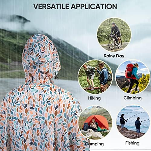 PTEROMY Hooded Rain Poncho for Adults, Reusable Waterproof Raincoat - Image 6