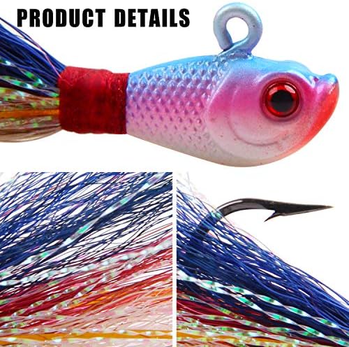Bucktail Jigs Saltwater Lures,3/5PCS Bucktail Hair Jigs Head Fishing Lure Baits Assorted Kit for Bass Striper Bluefish Surf Fishing 1/4oz 1/2oz 1oz 1.5oz 2oz - Image 2