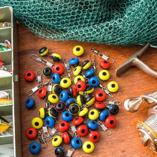 150 Pcs Fishing Line Sinker Slides Fishing Float Connector Rolling Swivels with Interlock Snaps for Catfish Carp Bass, Red Yellow Blue Color Coded 3 Sizes (Large, Medium, Small) - Image 4