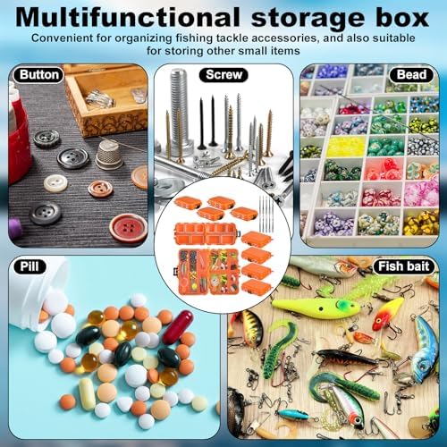 10 Pack Small Tackle Box Organizer for Fishing, Mini Double Sided Portable Pocket Tackle Box Containers for Hooks Lure Baits Swivels Jigs Storage Kayak Boxes (Orange) - Image 6