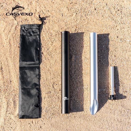 1/2 Pack Aluminum Sand Spikes for Surf Fishing, Beach Fishing Rod Holder, Telescopic and Portable, 2-Stage Adjustable, with Storage Bag - Image 6