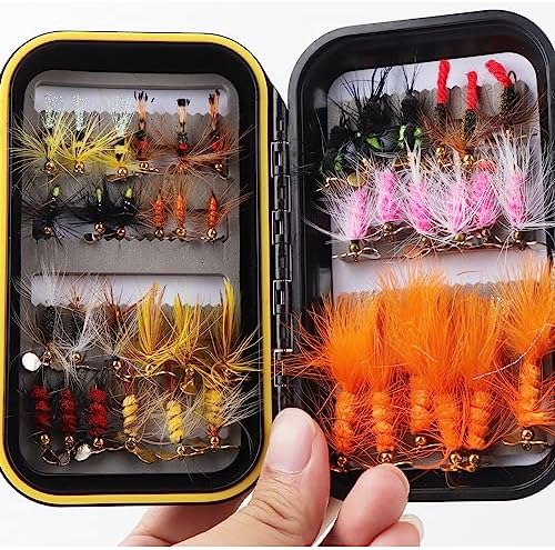 Fly Fishing Flies Assortment Kit Dry Wet Nyphms Tenkara Popper Streamer Woolly Bugger for Trout Bass Salmon Steelhead with Fly Box - Image 6